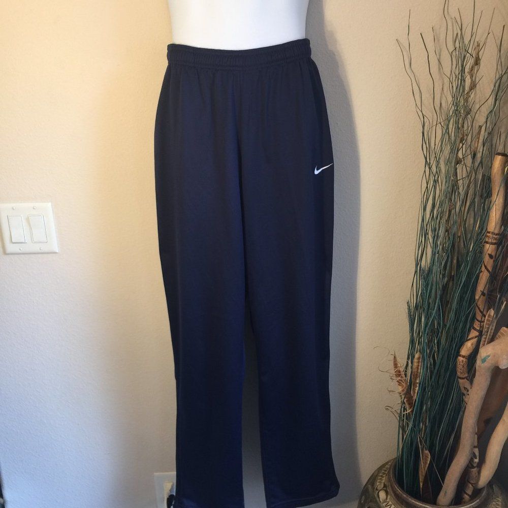 Nike Dri FIT Track Pants Size Large Navy Blue Straight Leg Drawstring